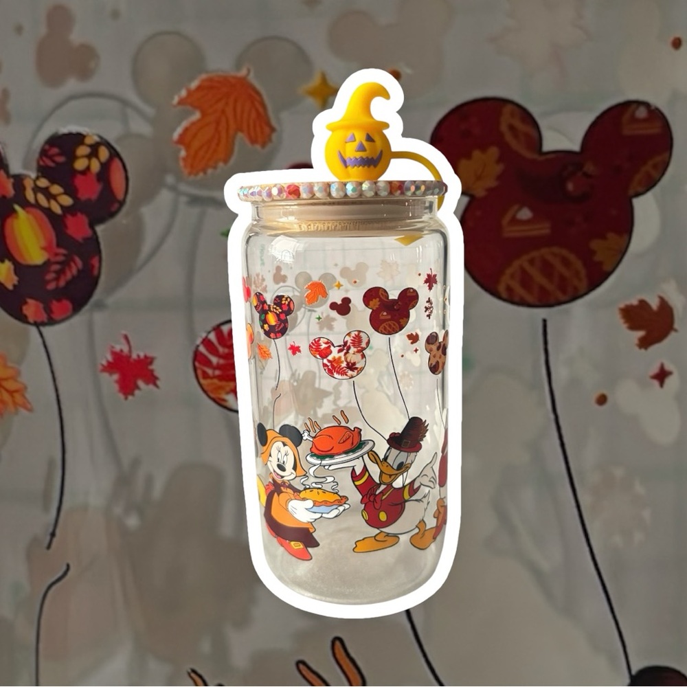 Disney Autumn Mickey and Minnie Glass tumbler